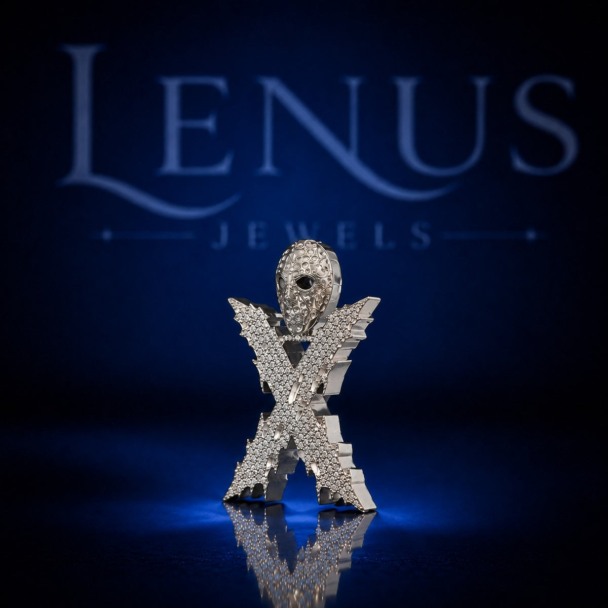 Iced Out Skull X Moissanite Pendant – 925 Sterling Silver VVS Gothic Skull Hip Hop Jewelry with 3D Skull Bail
