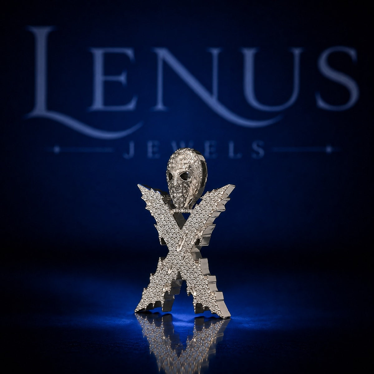 Iced Out Skull X Moissanite Pendant – 925 Sterling Silver VVS Gothic Skull Hip Hop Jewelry with 3D Skull Bail