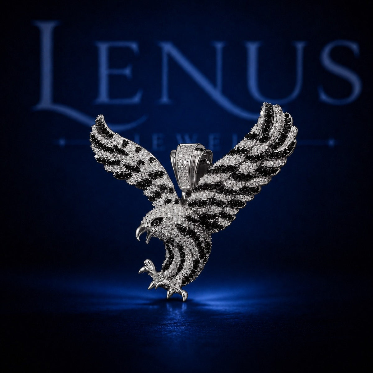 Iced Out Eagle Moissanite Pendant – 925 Sterling Silver VVS 3D Flying Eagle with Spread Wings Hip Hop Jewelry Diamond Tester Pass