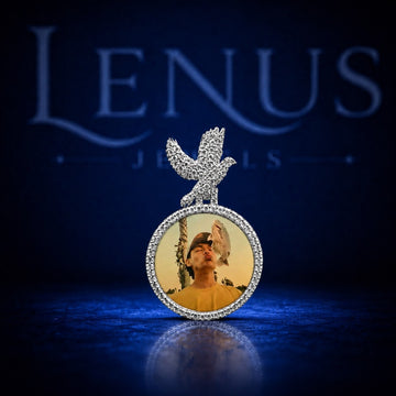 Custom Photo Moissanite Pendant with Iced Out Dove – 925 Sterling Silver VVS Personalized Picture Memory Necklace Jewelry