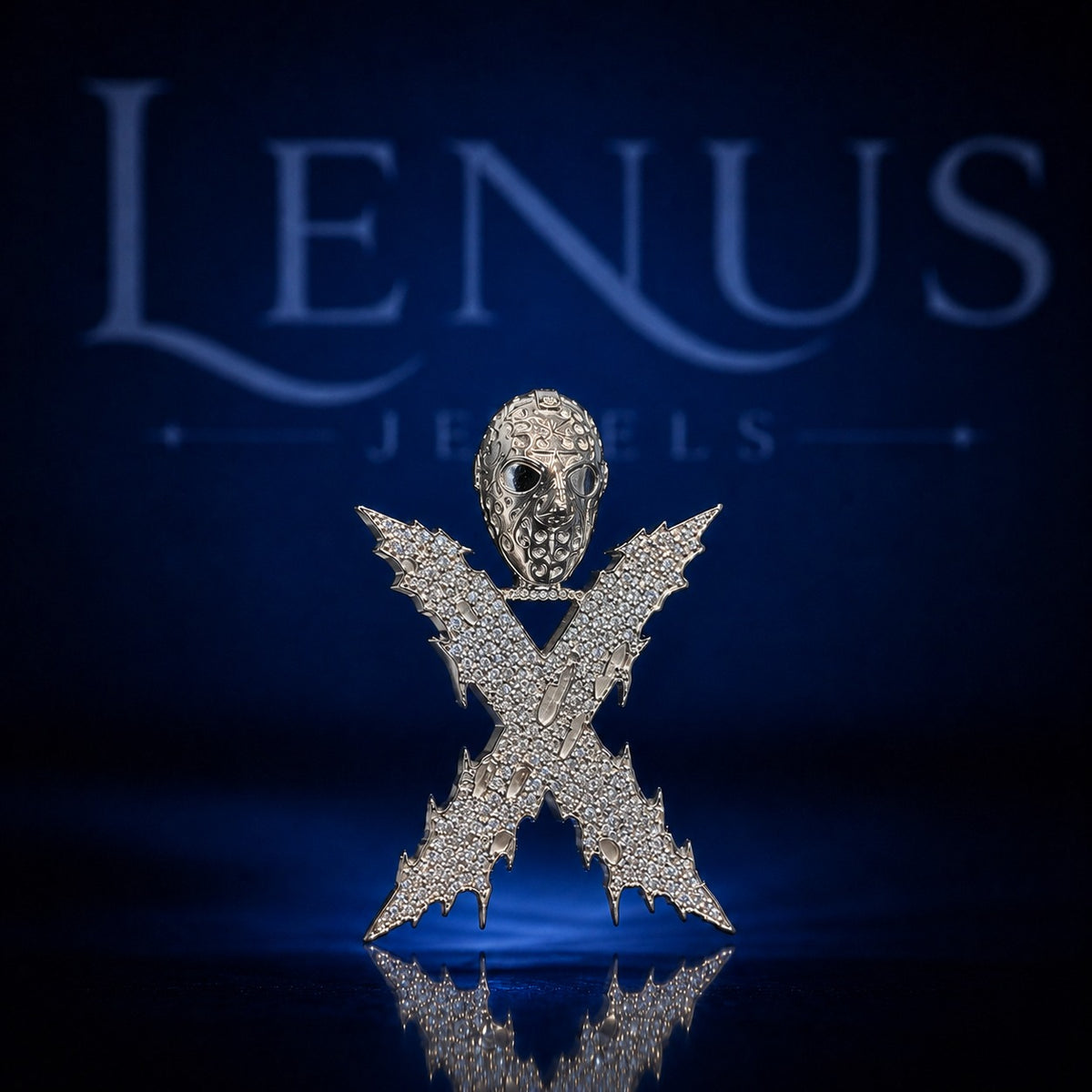 Iced Out Skull X Moissanite Pendant – 925 Sterling Silver VVS Gothic Skull Hip Hop Jewelry with 3D Skull Bail
