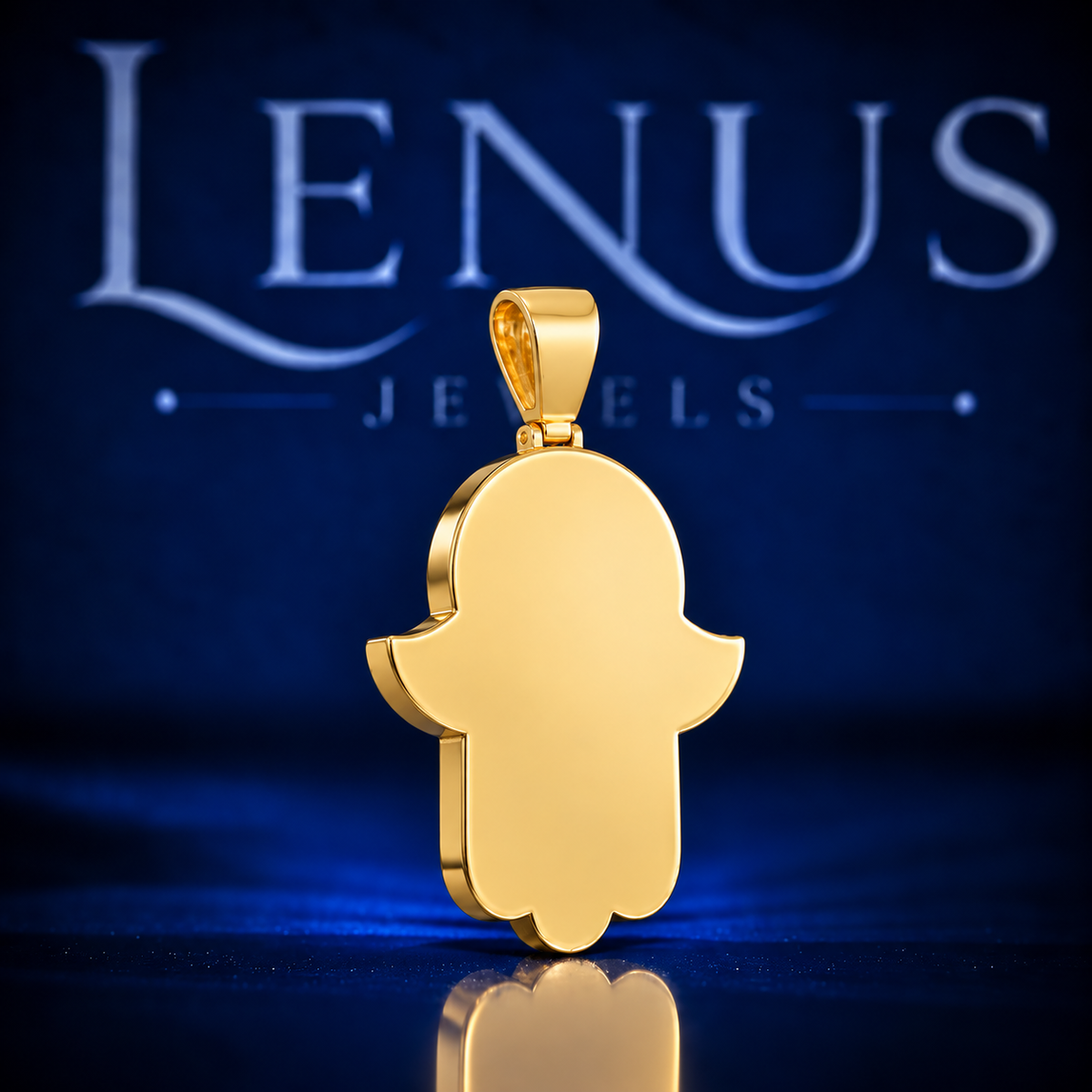 Allah Hamsa Hand Moissanite Pendant – VVS 925 Sterling Silver Gold Finish Iced Out Islamic Hand of Fatima Pendant