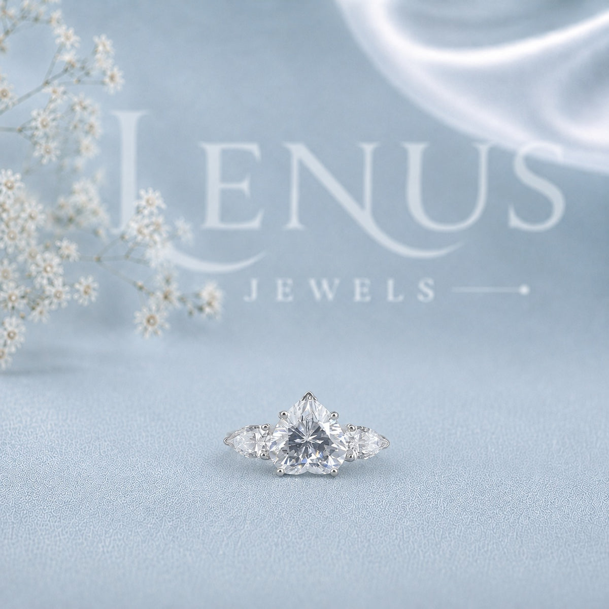 Heart-Cut Three-Stone Moissanite Engagement Ring – Trilogy Bridal Ring in 925 Sterling Silver