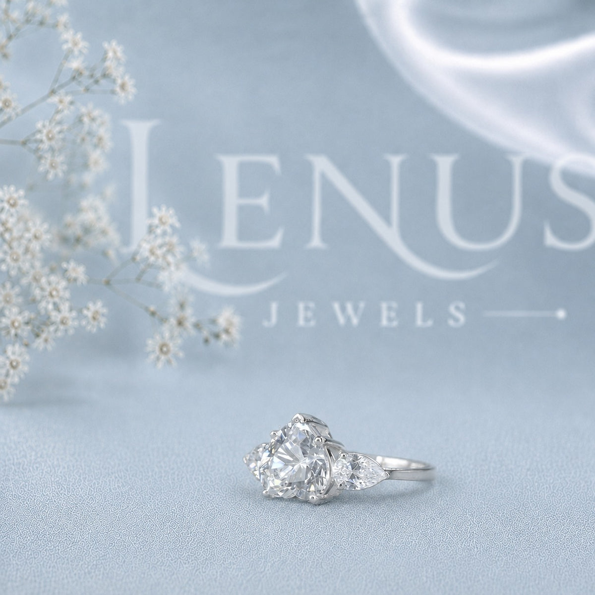 Heart-Cut Three-Stone Moissanite Engagement Ring – Trilogy Bridal Ring in 925 Sterling Silver