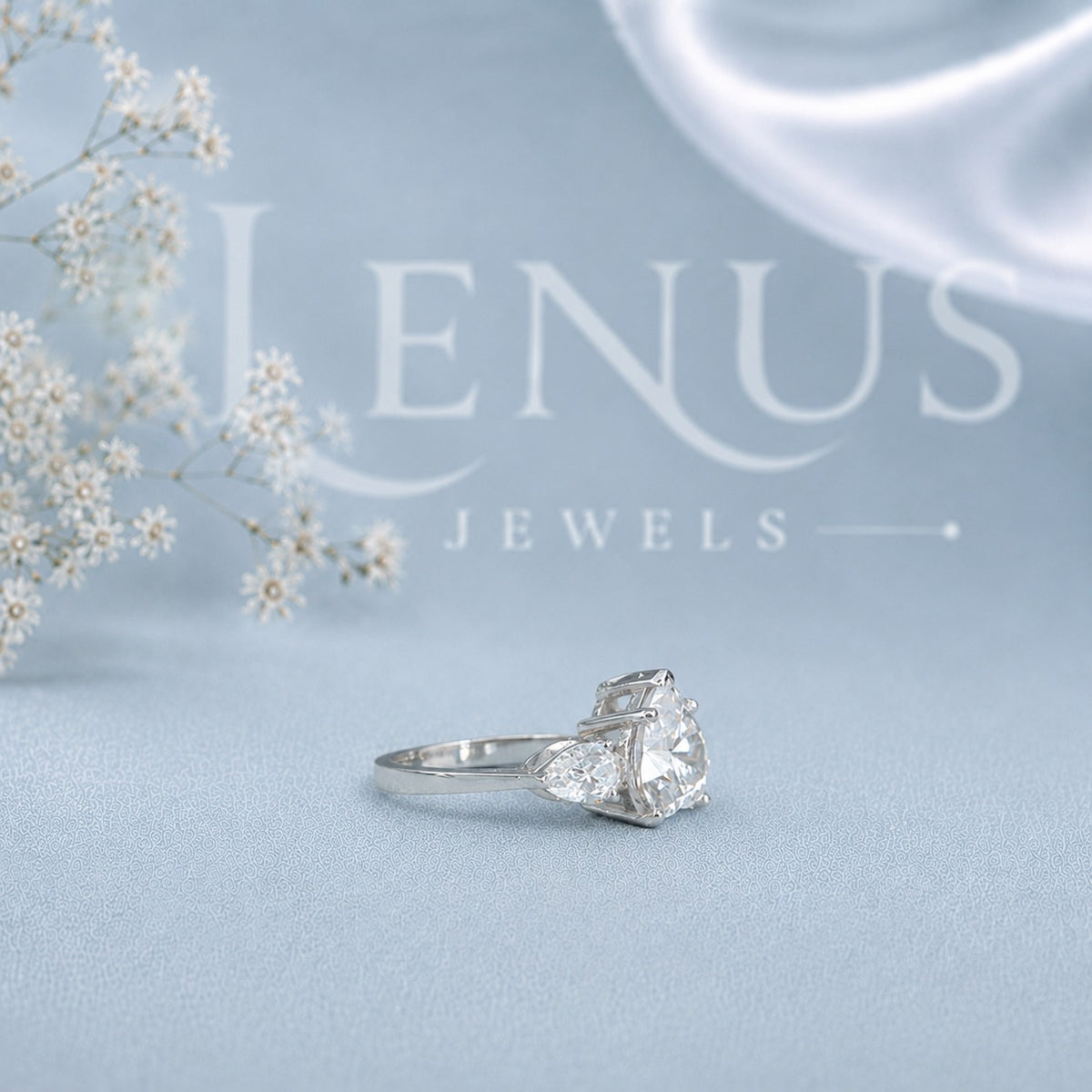Heart-Cut Three-Stone Moissanite Engagement Ring – Trilogy Bridal Ring in 925 Sterling Silver