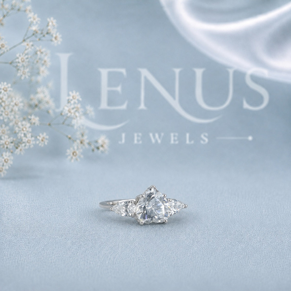 Heart-Cut Three-Stone Moissanite Engagement Ring – Trilogy Bridal Ring in 925 Sterling Silver