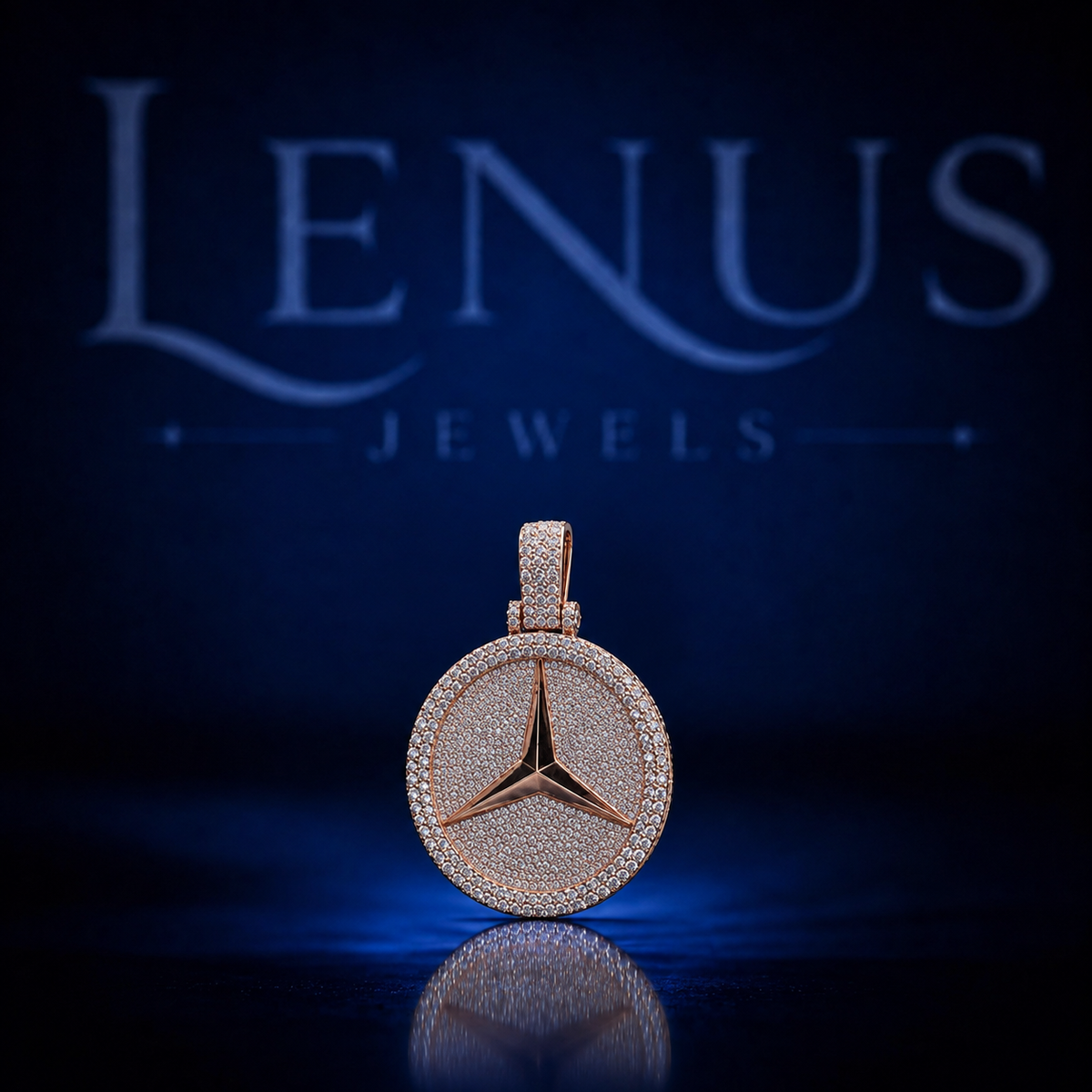 Iced Out Three Point Star Moissanite Pendant – 925 Sterling Silver VVS Round Medallion Rose Gold Hip Hop Jewelry Diamond Tester Pass