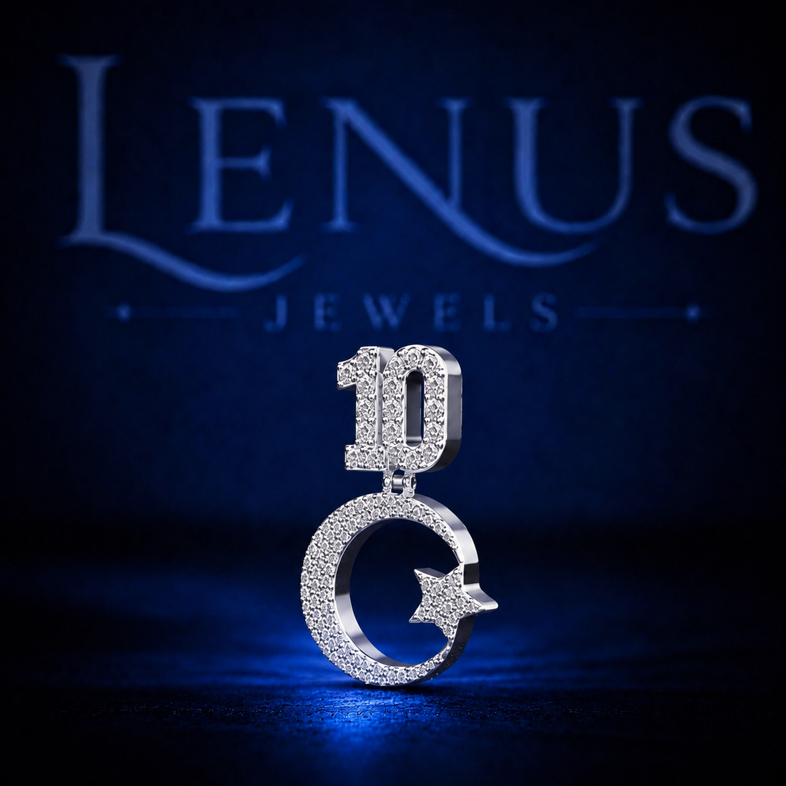 10 Moon Star Iced Out VVS Moissanite Pendant – 925 Sterling Silver Crescent Moon Hip Hop Jewelry