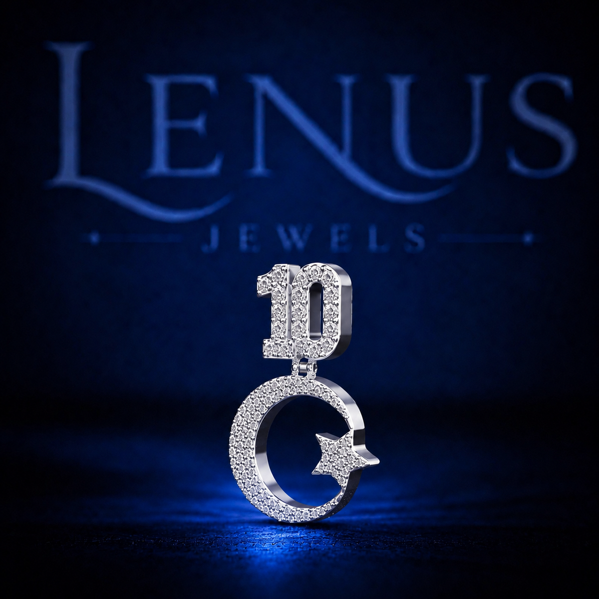 10 Moon Star Iced Out VVS Moissanite Pendant – 925 Sterling Silver Crescent Moon Hip Hop Jewelry