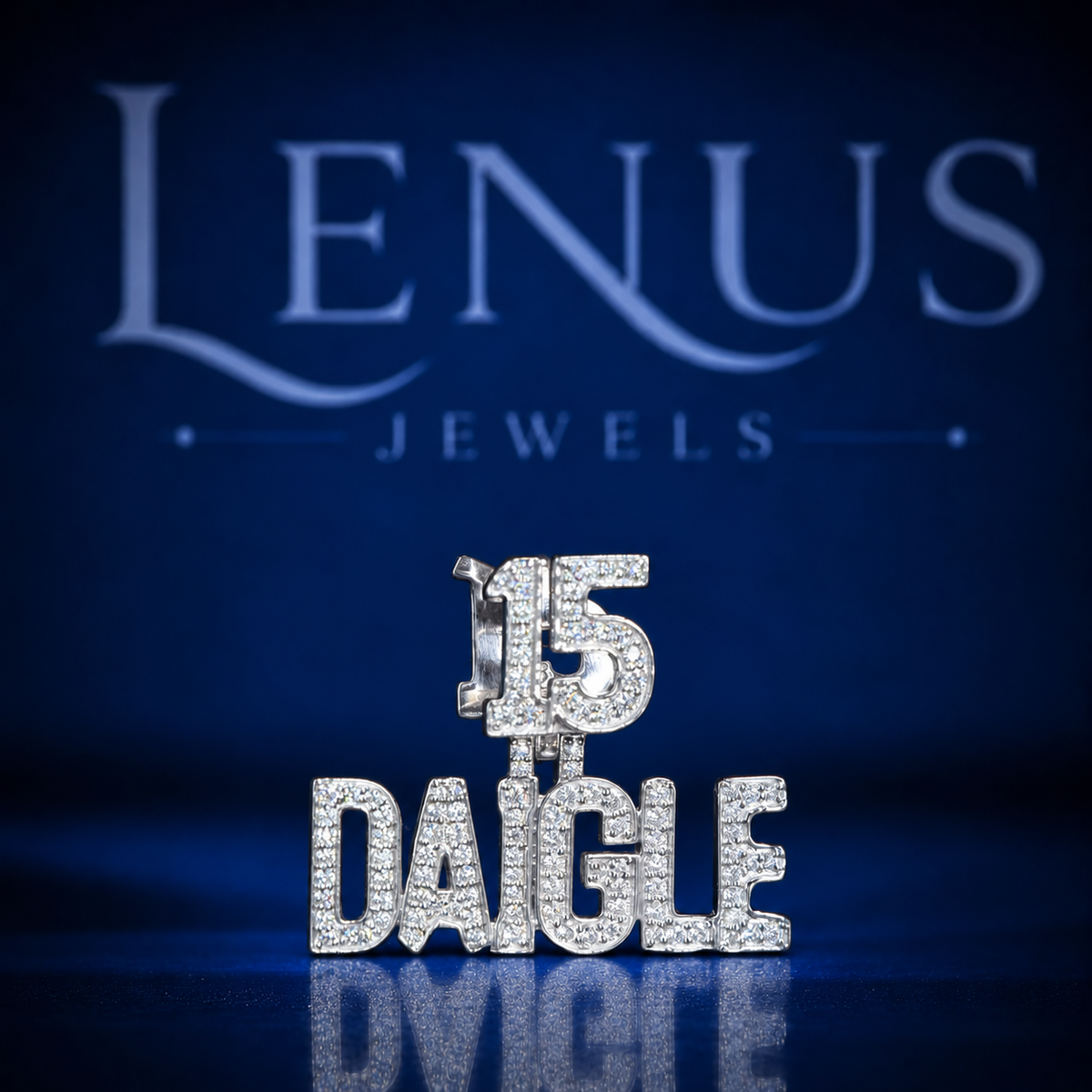 Custom 15 DAIGLE Iced Out Moissanite Pendant – VVS D Color 925 Sterling Silver Personalized Name & Number Hip Hop Jewelry Necklace Charm