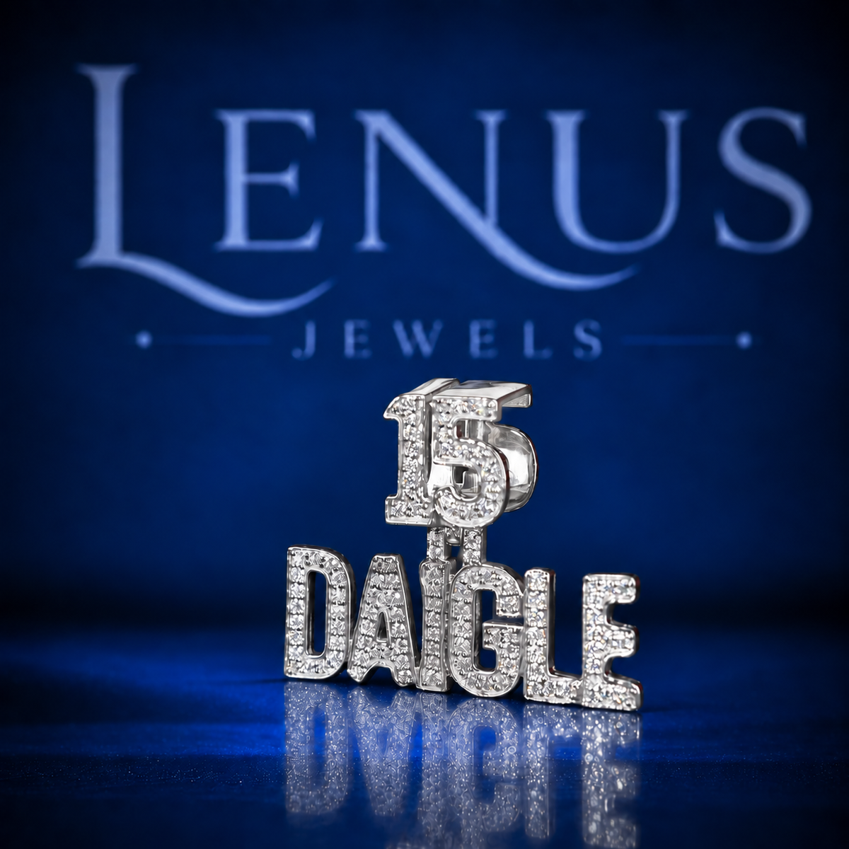 Custom 15 DAIGLE Iced Out Moissanite Pendant – VVS D Color 925 Sterling Silver Personalized Name & Number Hip Hop Jewelry Necklace Charm