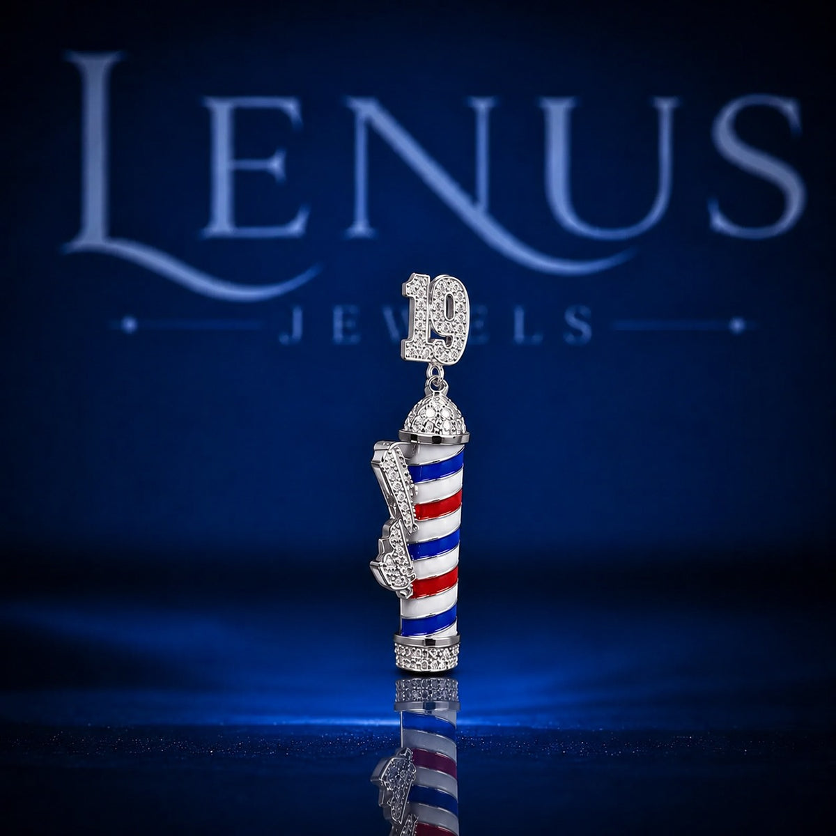 Barber Pole Moissanite Pendant – VVS Iced Out 925 Sterling Silver Barber Shop Hip Hop Pendant with Custom Number Bail