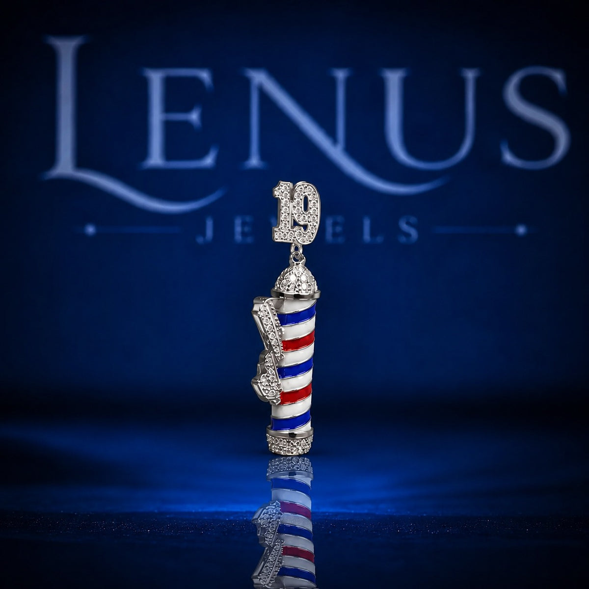 Barber Pole Moissanite Pendant – VVS Iced Out 925 Sterling Silver Barber Shop Hip Hop Pendant with Custom Number Bail