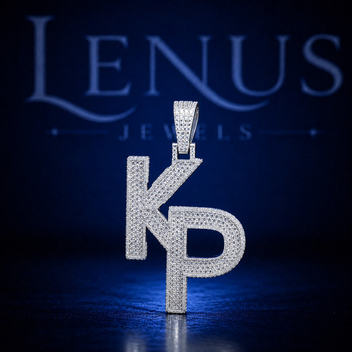 Iced Out KP Letter Moissanite Pendant – 925 Sterling Silver VVS Diamond Tester Pass Custom Initial Hip Hop Jewelry