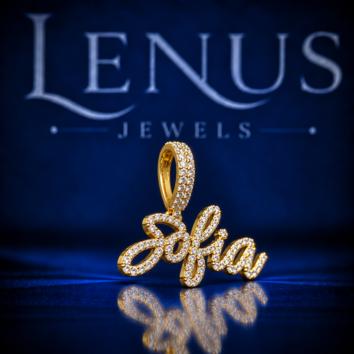 Sophia Moissanite Name Pendant – VVS 925 Sterling Silver Gold Finish Iced Out Script Personalized Pendant for Women