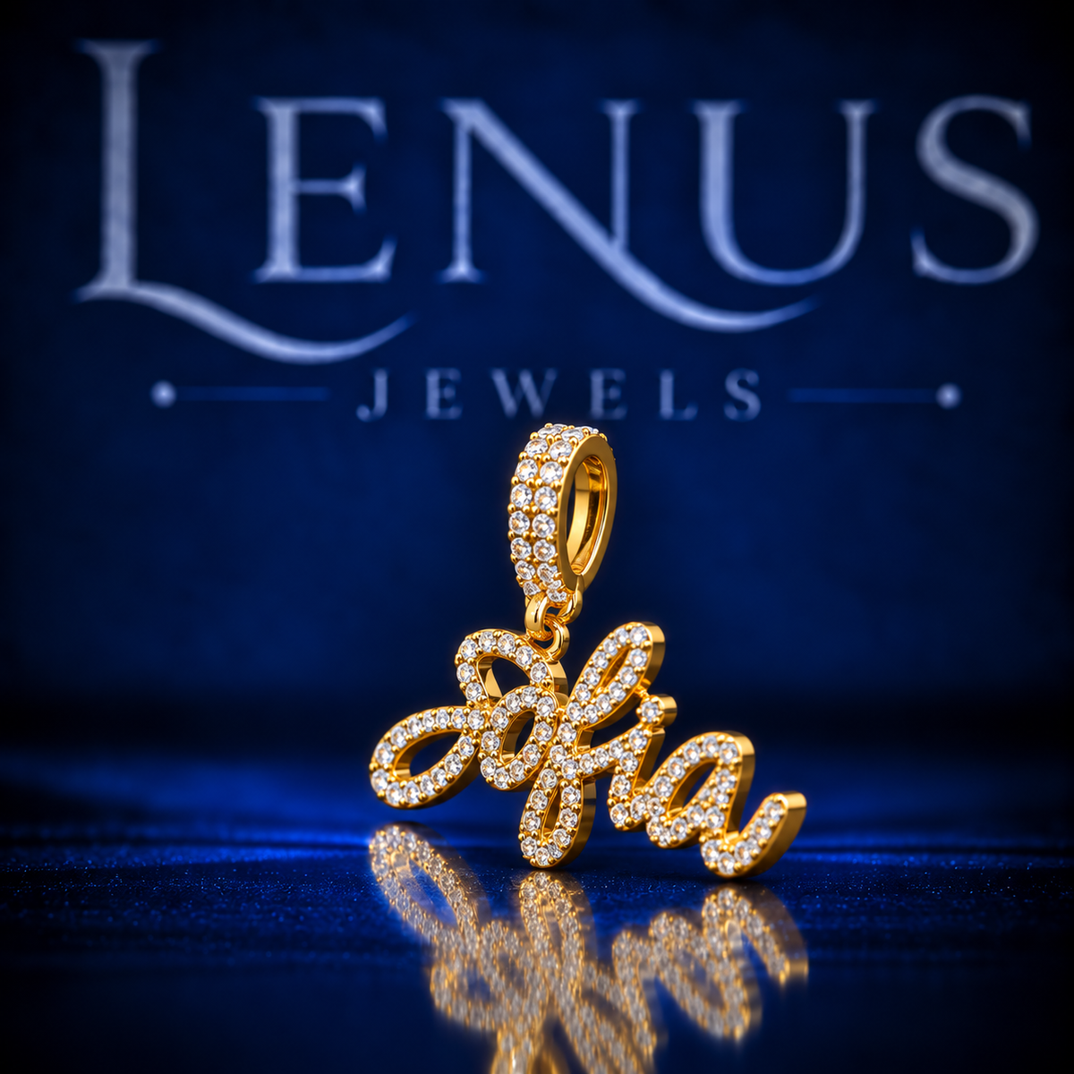 Sophia Moissanite Name Pendant – VVS 925 Sterling Silver Gold Finish Iced Out Script Personalized Pendant for Women