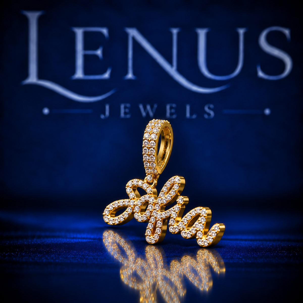 Sophia Moissanite Name Pendant – VVS 925 Sterling Silver Gold Finish Iced Out Script Personalized Pendant for Women