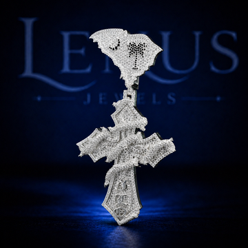 Iced Out Gothic Cross Moissanite Pendant – 925 Sterling Silver VVS Skull Dove Design 3D Hip Hop Religious Statement Jewelry