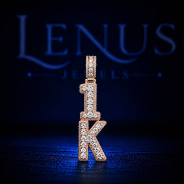 1K Iced Out VVS Moissanite Pendant – 925 Sterling Silver Rose Gold Hip Hop Letter Charm