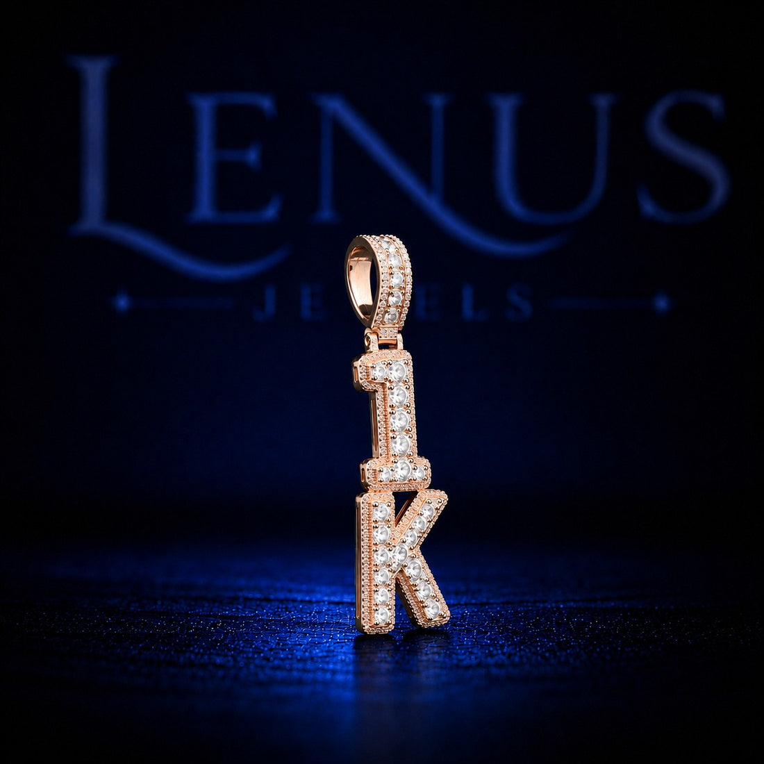 1K Iced Out VVS Moissanite Pendant – 925 Sterling Silver Rose Gold Hip Hop Letter Charm