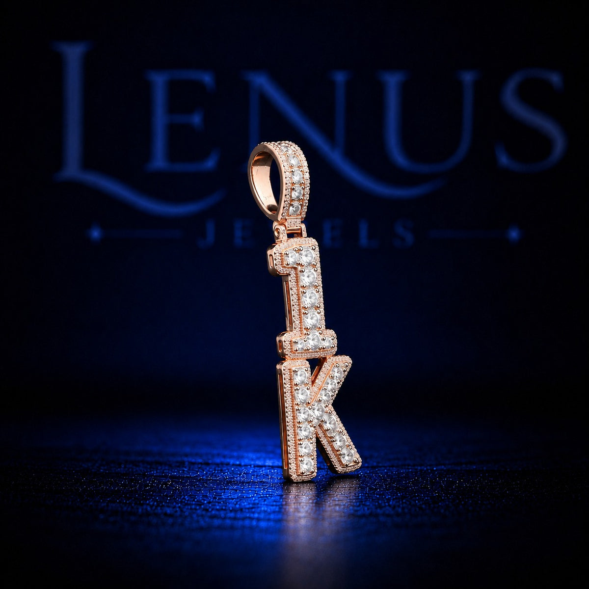 1K Iced Out VVS Moissanite Pendant – 925 Sterling Silver Rose Gold Hip Hop Letter Charm