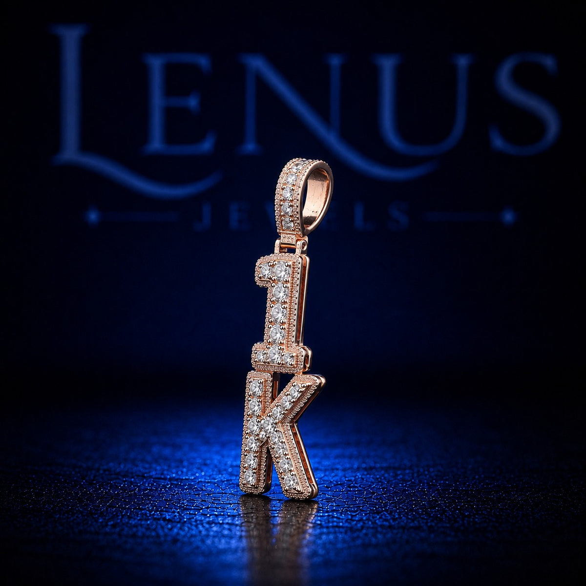 1K Iced Out VVS Moissanite Pendant – 925 Sterling Silver Rose Gold Hip Hop Letter Charm