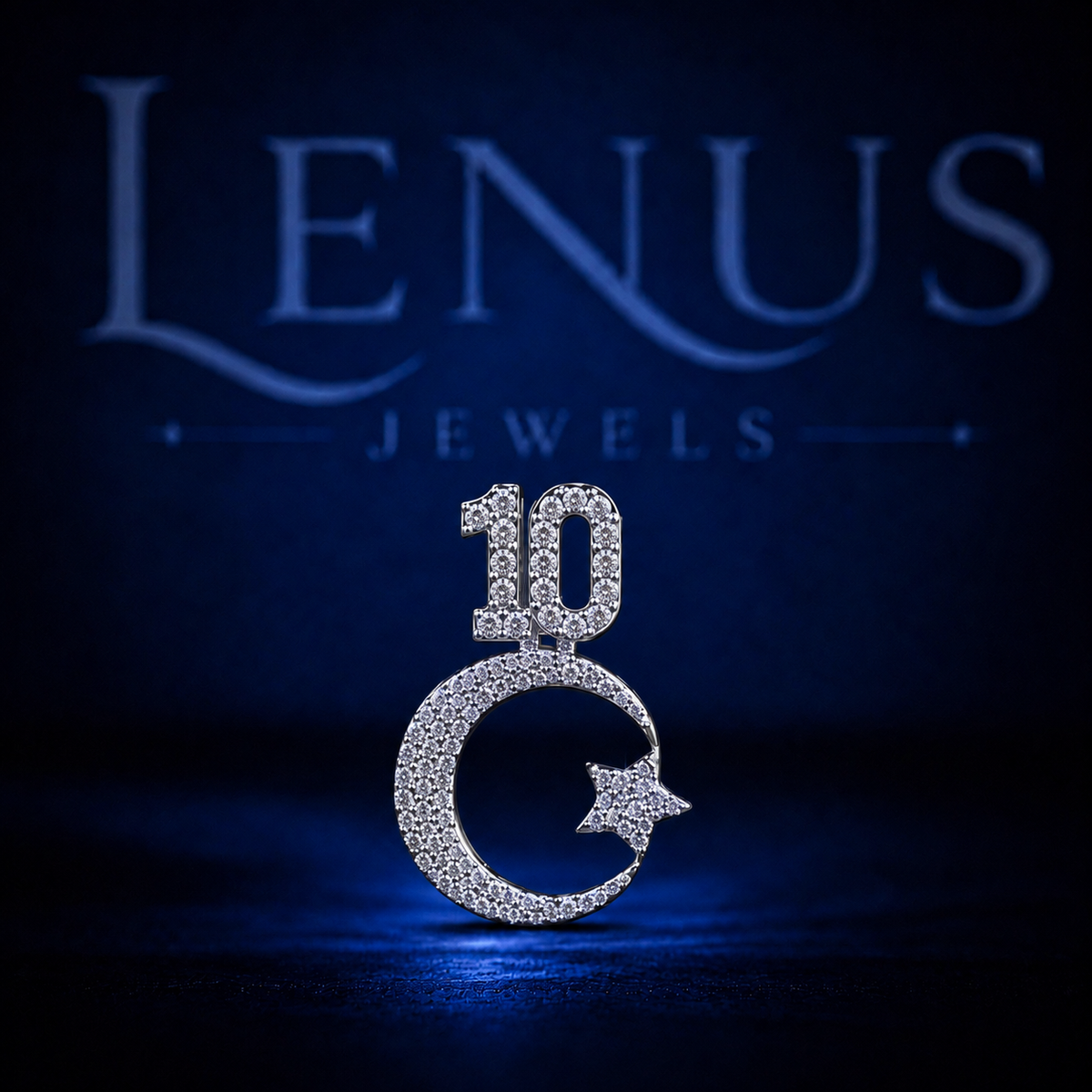 10 Moon Star Iced Out VVS Moissanite Pendant – 925 Sterling Silver Crescent Moon Hip Hop Jewelry