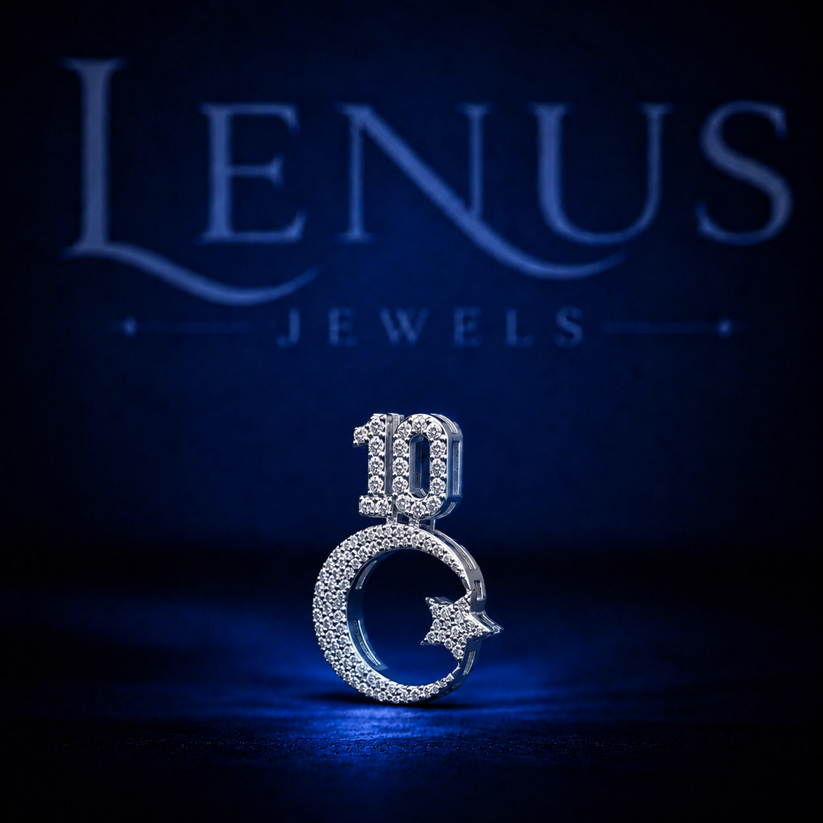 10 Moon Star Iced Out VVS Moissanite Pendant – 925 Sterling Silver Crescent Moon Hip Hop Jewelry