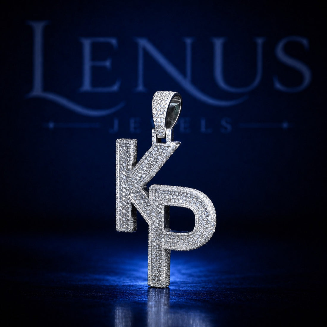 Iced Out KP Letter Moissanite Pendant – 925 Sterling Silver VVS Diamond Tester Pass Custom Initial Hip Hop Jewelry