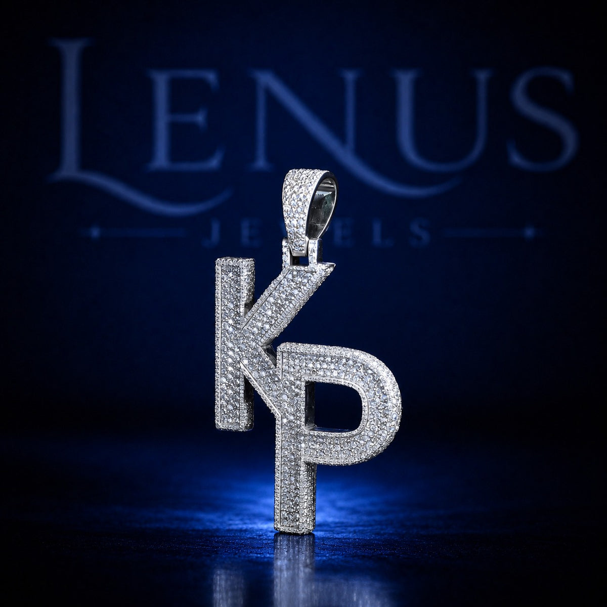 Iced Out KP Letter Moissanite Pendant – 925 Sterling Silver VVS Diamond Tester Pass Custom Initial Hip Hop Jewelry
