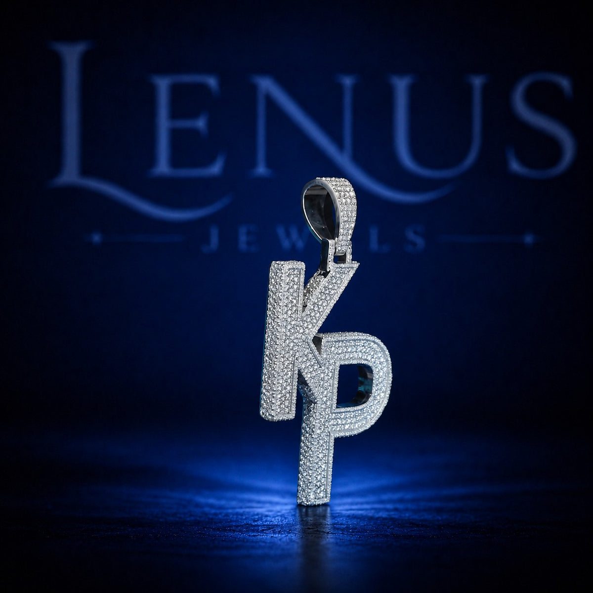 Iced Out KP Letter Moissanite Pendant – 925 Sterling Silver VVS Diamond Tester Pass Custom Initial Hip Hop Jewelry