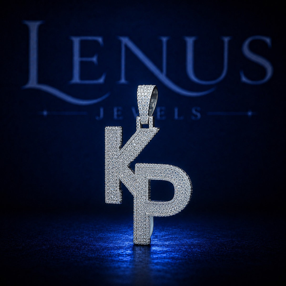Iced Out KP Letter Moissanite Pendant – 925 Sterling Silver VVS Diamond Tester Pass Custom Initial Hip Hop Jewelry