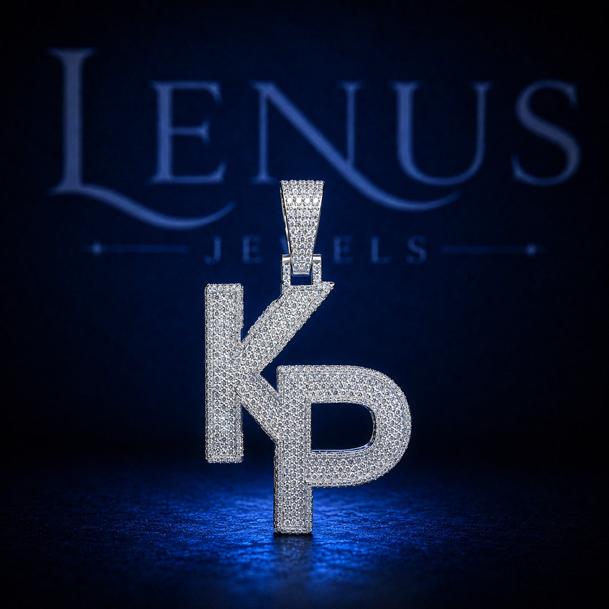 Iced Out KP Letter Moissanite Pendant – 925 Sterling Silver VVS Diamond Tester Pass Custom Initial Hip Hop Jewelry