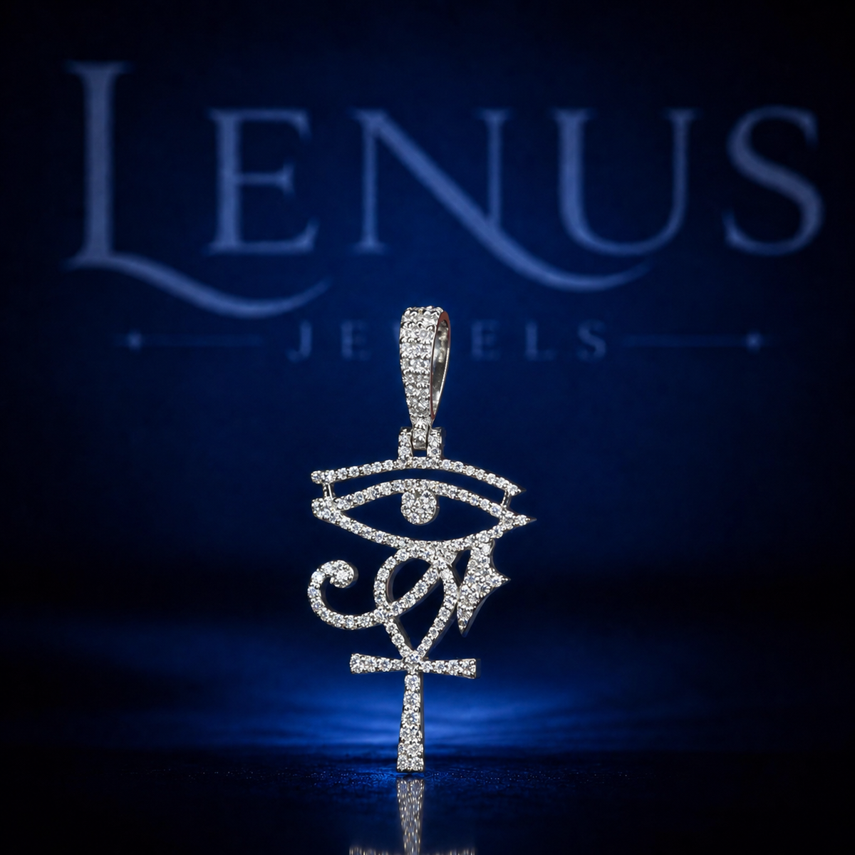 Eye of Horus Ankh Moissanite Pendant – 925 Sterling Silver VVS Iced Out Egyptian Cross Hip Hop Jewelry
