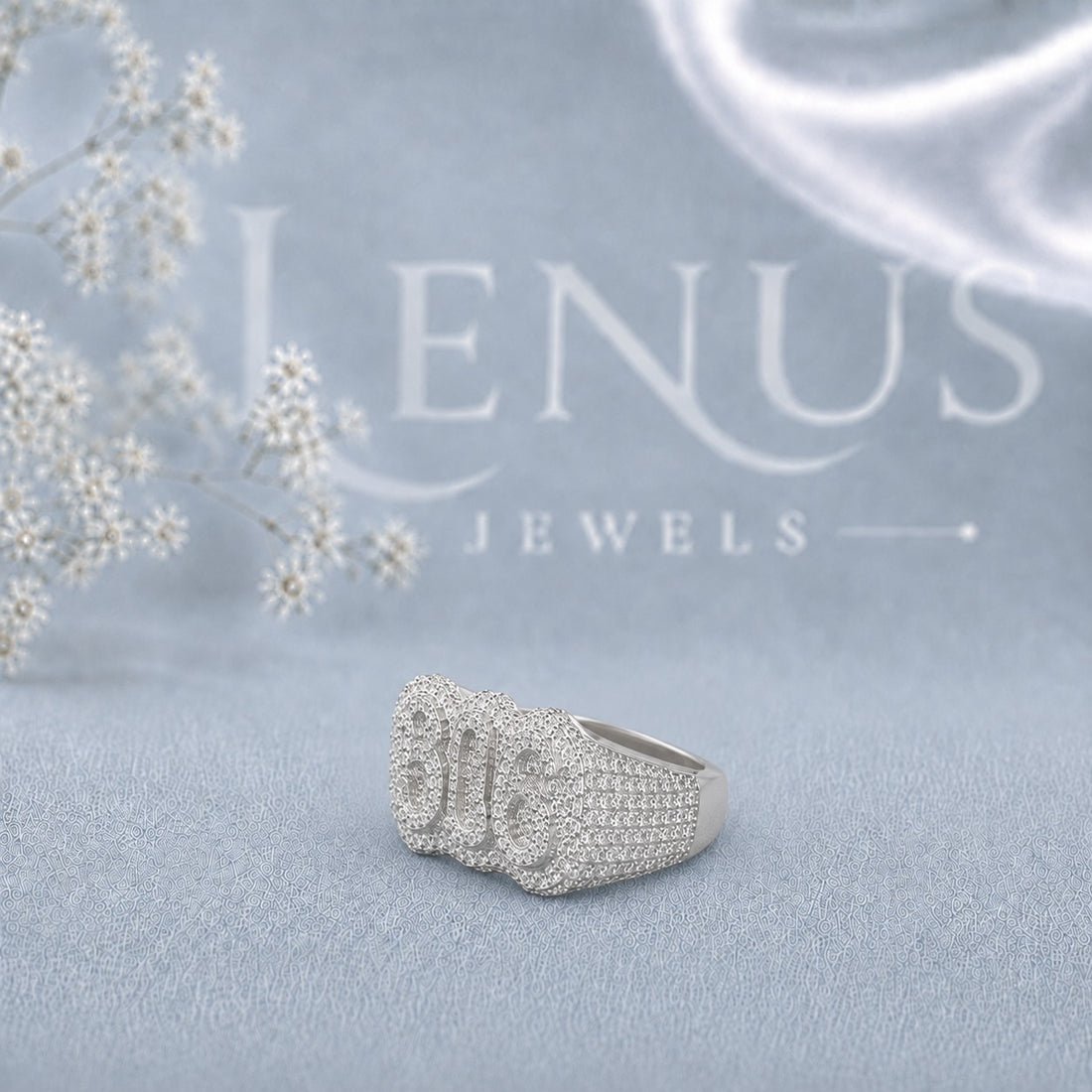 Custom Name Moissanite Ring – Iced-Out Script Ring in 925 Sterling Silver