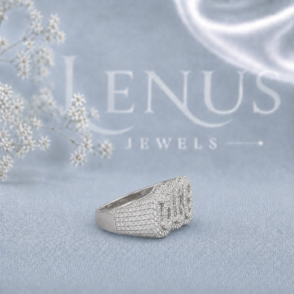 Custom Name Moissanite Ring – Iced-Out Script Ring in 925 Sterling Silver