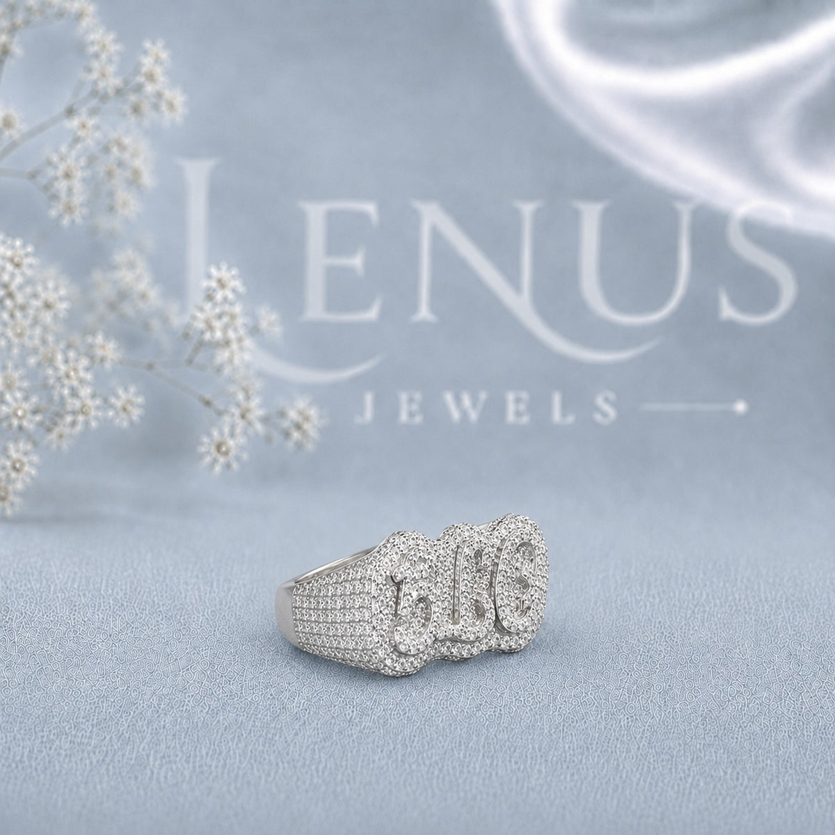 Custom Name Moissanite Ring – Iced-Out Script Ring in 925 Sterling Silver