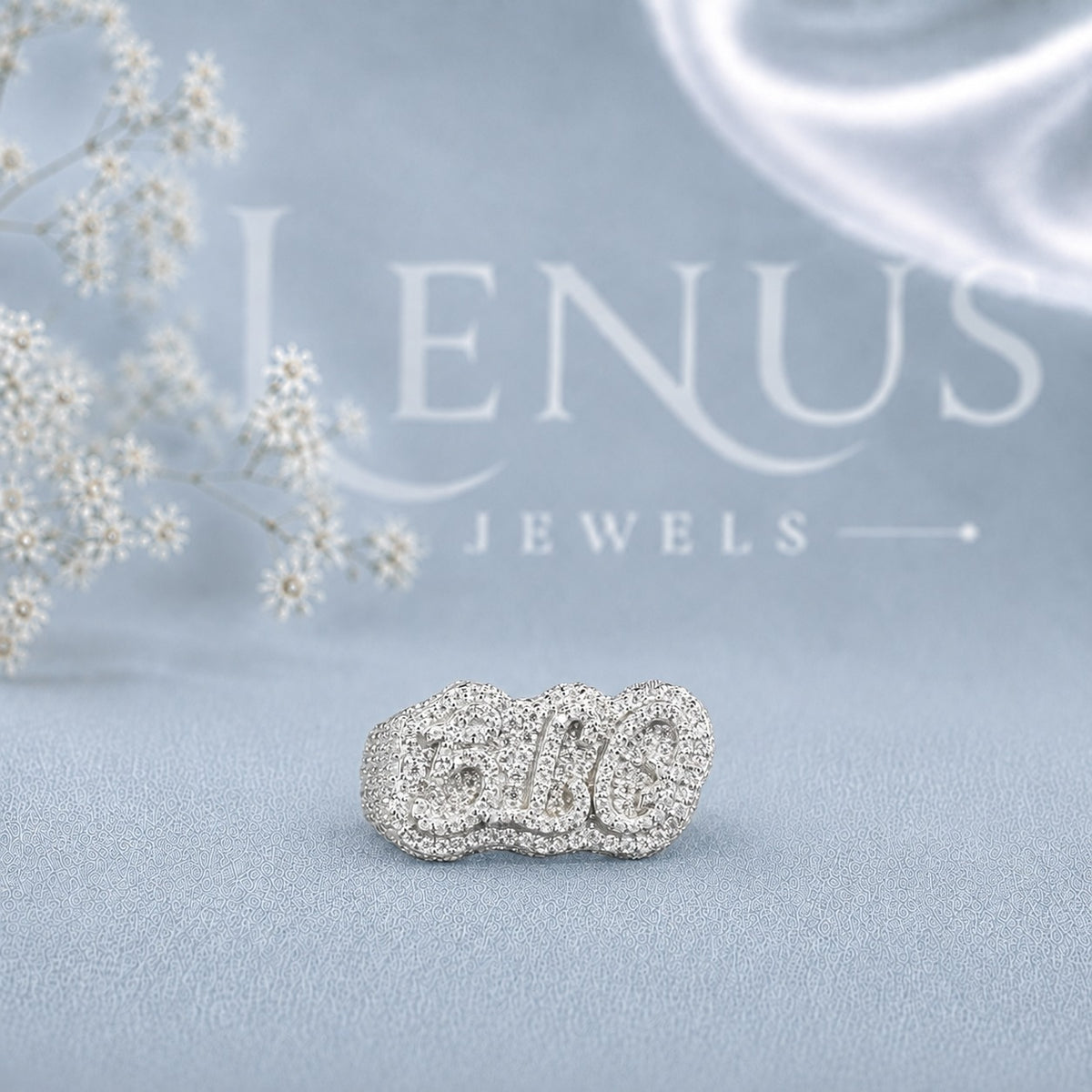 Custom Name Moissanite Ring – Iced-Out Script Ring in 925 Sterling Silver