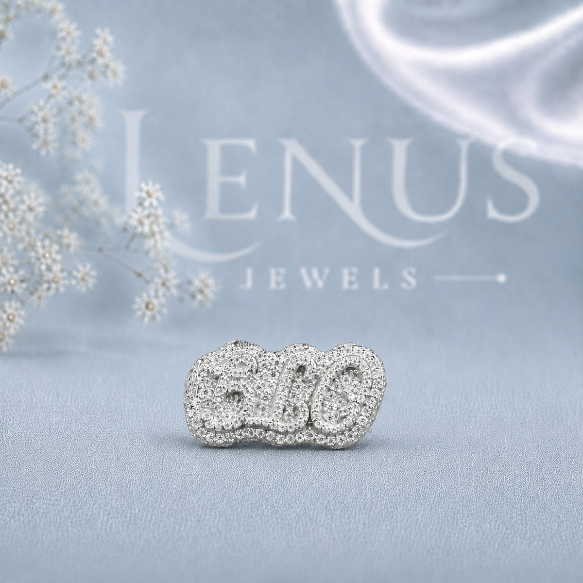 Custom Name Moissanite Ring – Iced-Out Script Ring in 925 Sterling Silver
