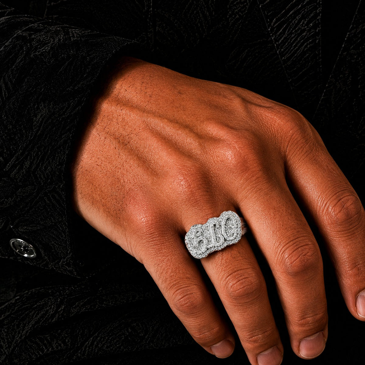 Custom Name Moissanite Ring – Iced-Out Script Ring in 925 Sterling Silver