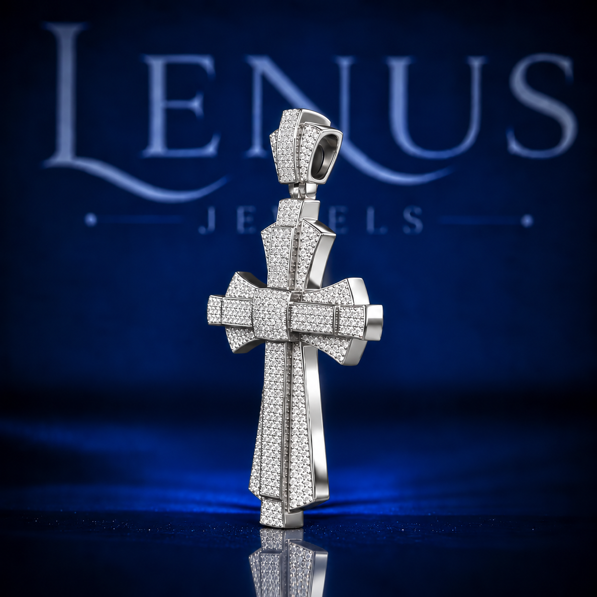 Iced Out Cross Moissanite Pendant – VVS 925 Sterling Silver Layered Geometric Christian Hip Hop Cross Pendant for Men & Women