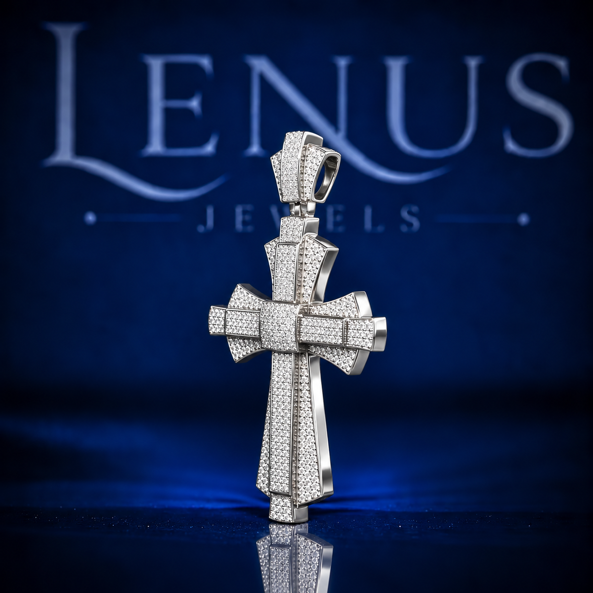 Iced Out Cross Moissanite Pendant – VVS 925 Sterling Silver Layered Geometric Christian Hip Hop Cross Pendant for Men & Women