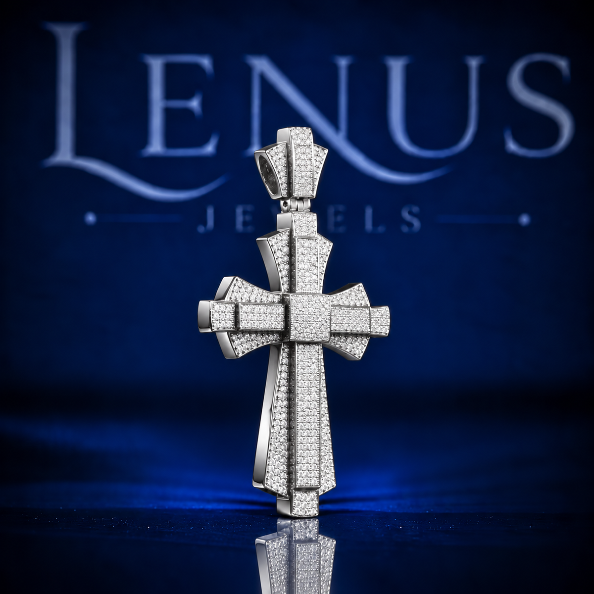 Iced Out Cross Moissanite Pendant – VVS 925 Sterling Silver Layered Geometric Christian Hip Hop Cross Pendant for Men & Women