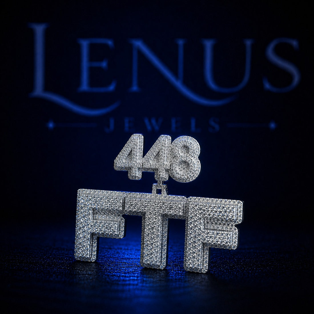 448 FTF Iced Out Moissanite Pendant – 925 Sterling Silver VVS Custom Hip Hop Number Letter Jewelry