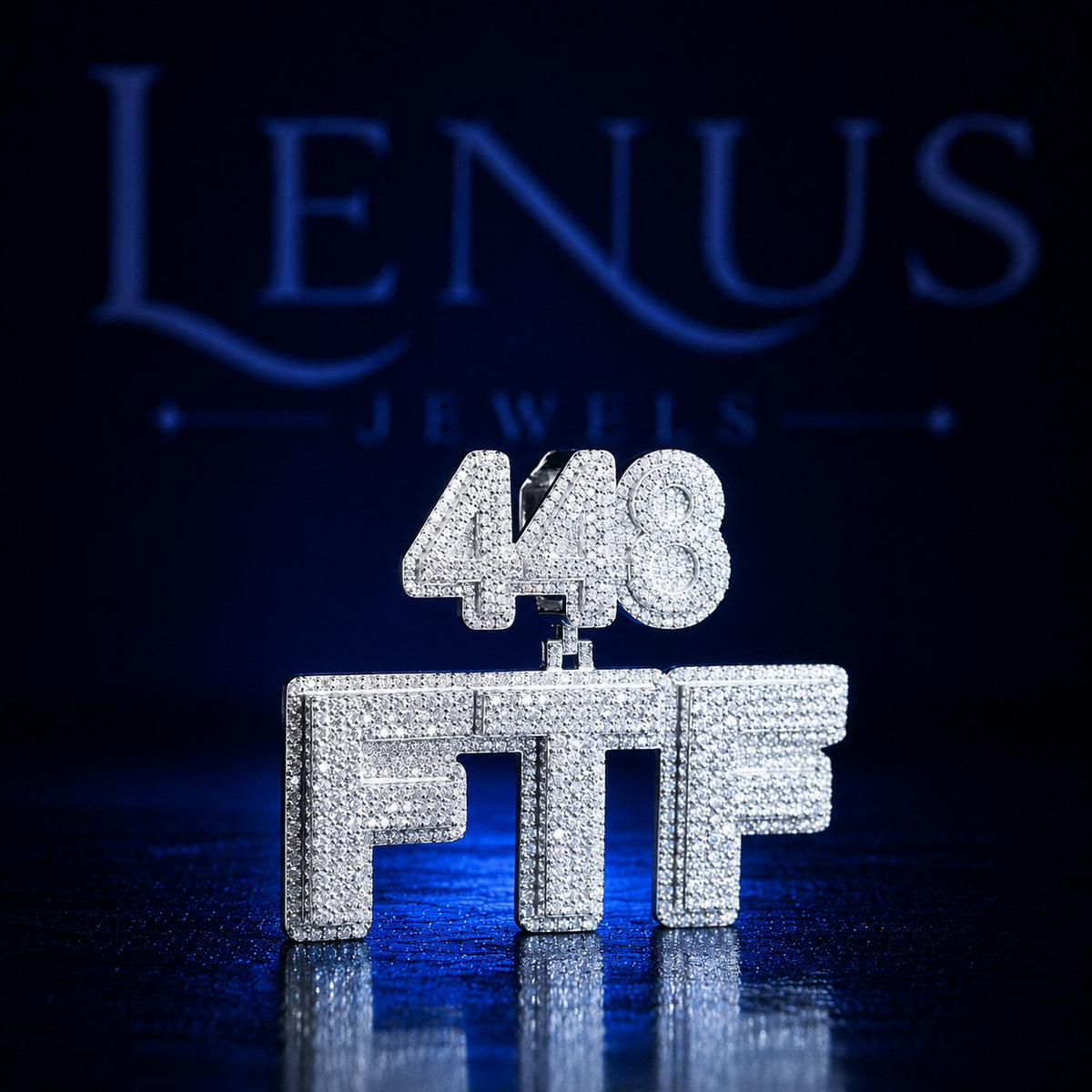448 FTF Iced Out Moissanite Pendant – 925 Sterling Silver VVS Custom Hip Hop Number Letter Jewelry