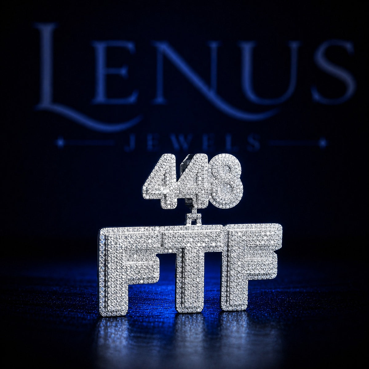 448 FTF Iced Out Moissanite Pendant – 925 Sterling Silver VVS Custom Hip Hop Number Letter Jewelry