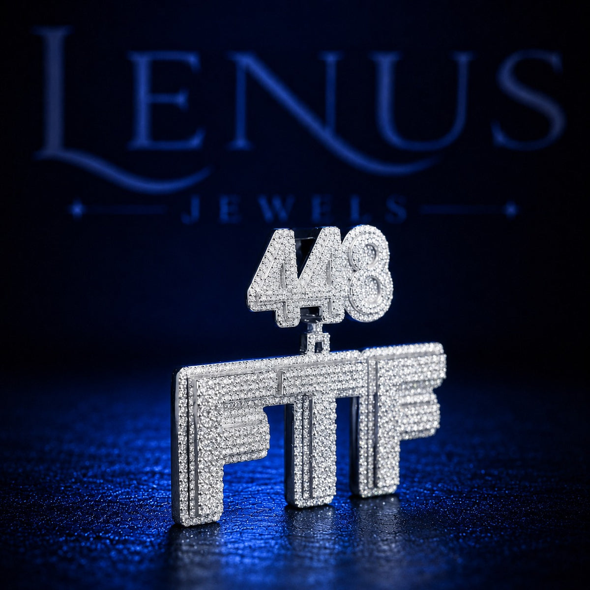 448 FTF Iced Out Moissanite Pendant – 925 Sterling Silver VVS Custom Hip Hop Number Letter Jewelry