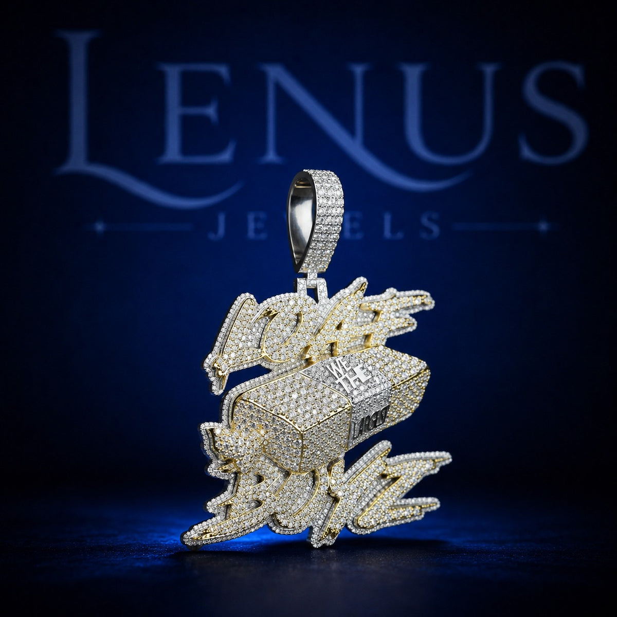 Custom Iced Out 3D Money Stack Pendant – VVS Moissanite 925 Sterling Silver Two Tone Gold Hip Hop Graffiti Jewelry Diamond Tester Pass