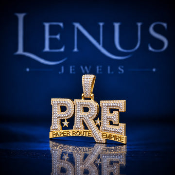 PRE Moissanite Pendant – VVS Iced Out Paper Route Empire Style Pendant, 925 Sterling Silver Gold Finish Hip Hop Jewelry