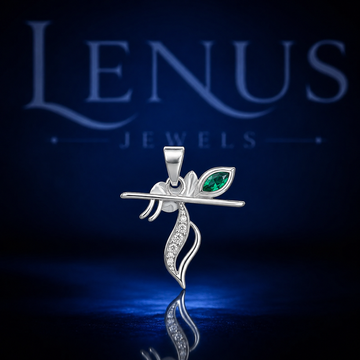 Lord Krishna Flute Pendant with Emerald Green Stone – 925 Sterling Silver VVS Moissanite Hindu Religious Jewelry, Spiritual Gift